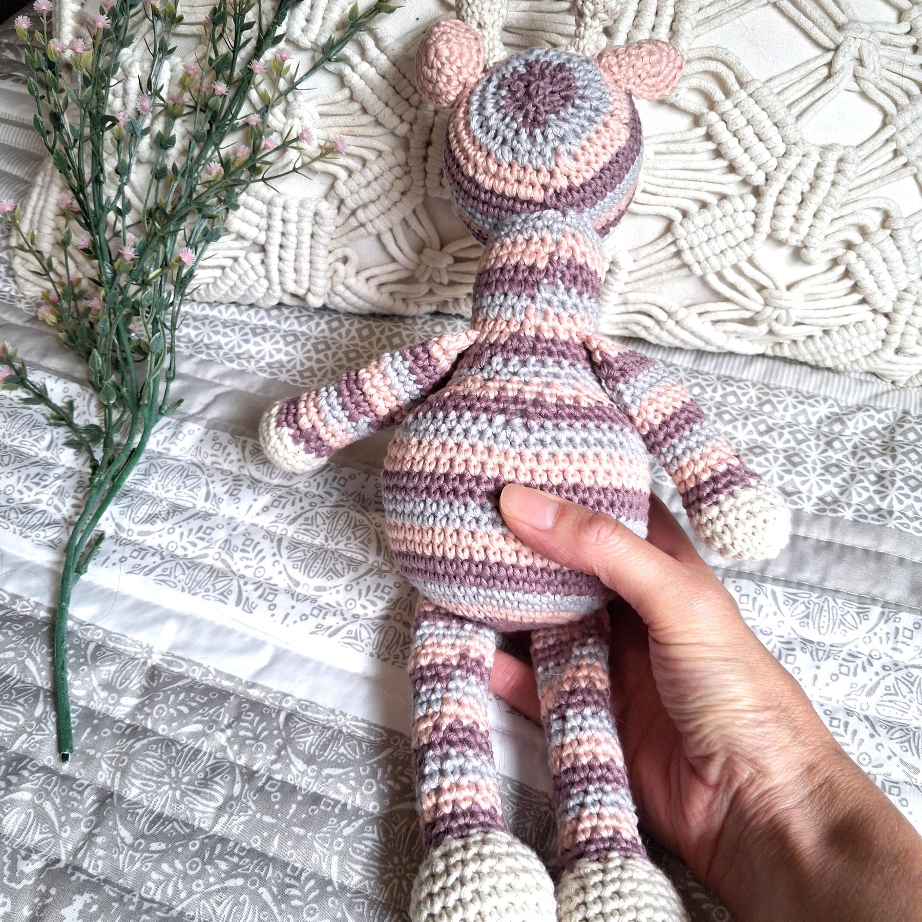 Handmade Crochet Striped Giraffe - 100% Cotton