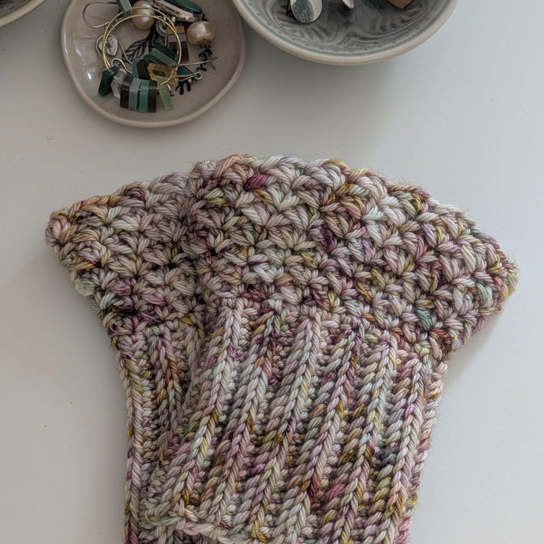 Ruffly Wrist Warmers Crochet Handwarmers Fingerless Gloves