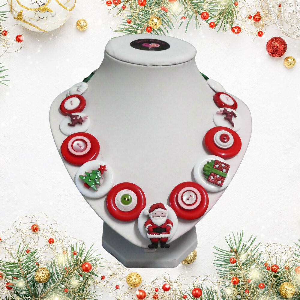 Santa Claus button necklace