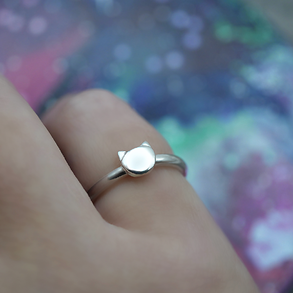 kitty ring sterling silver hand sml