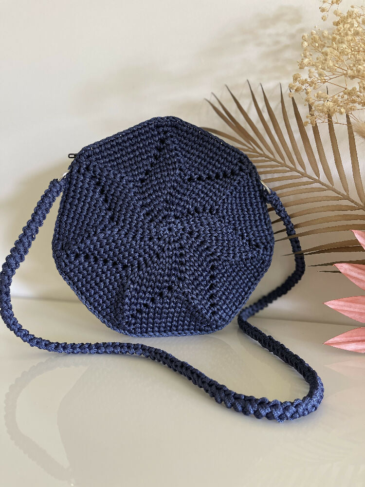 Navy crocheted bag