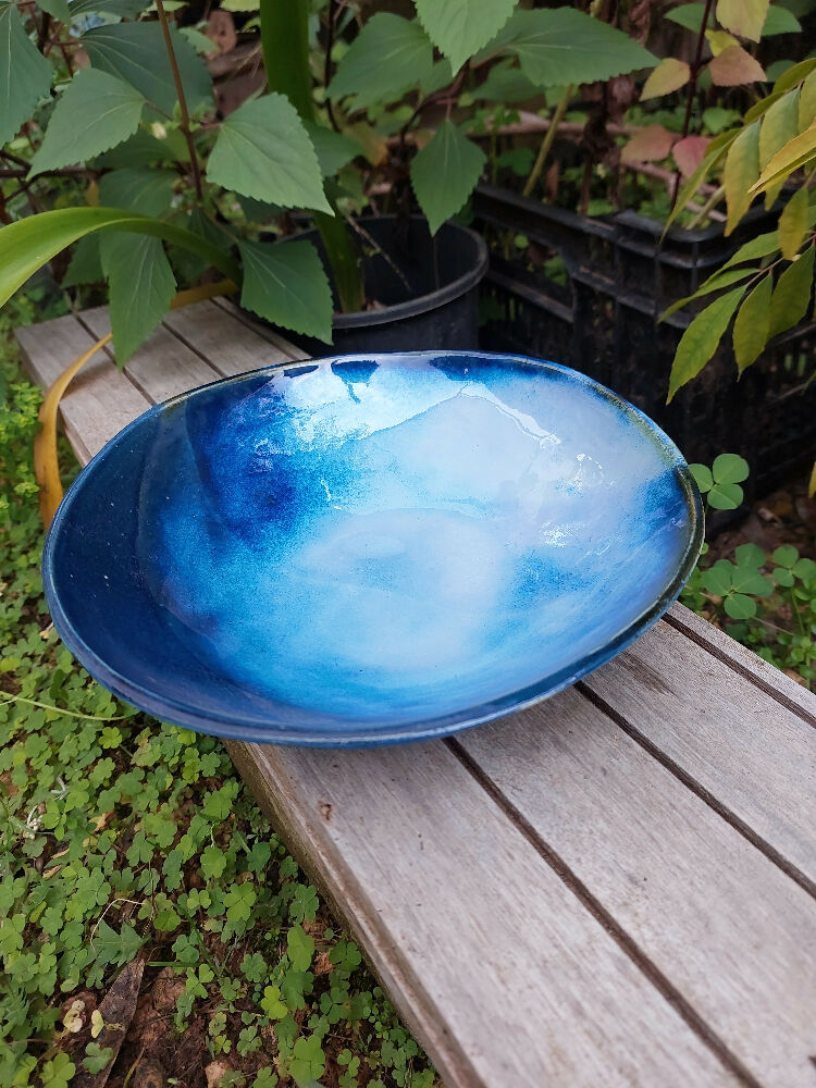 Wheel thrown flat bowl