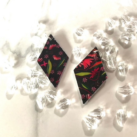 Paper Earrings Red and Black