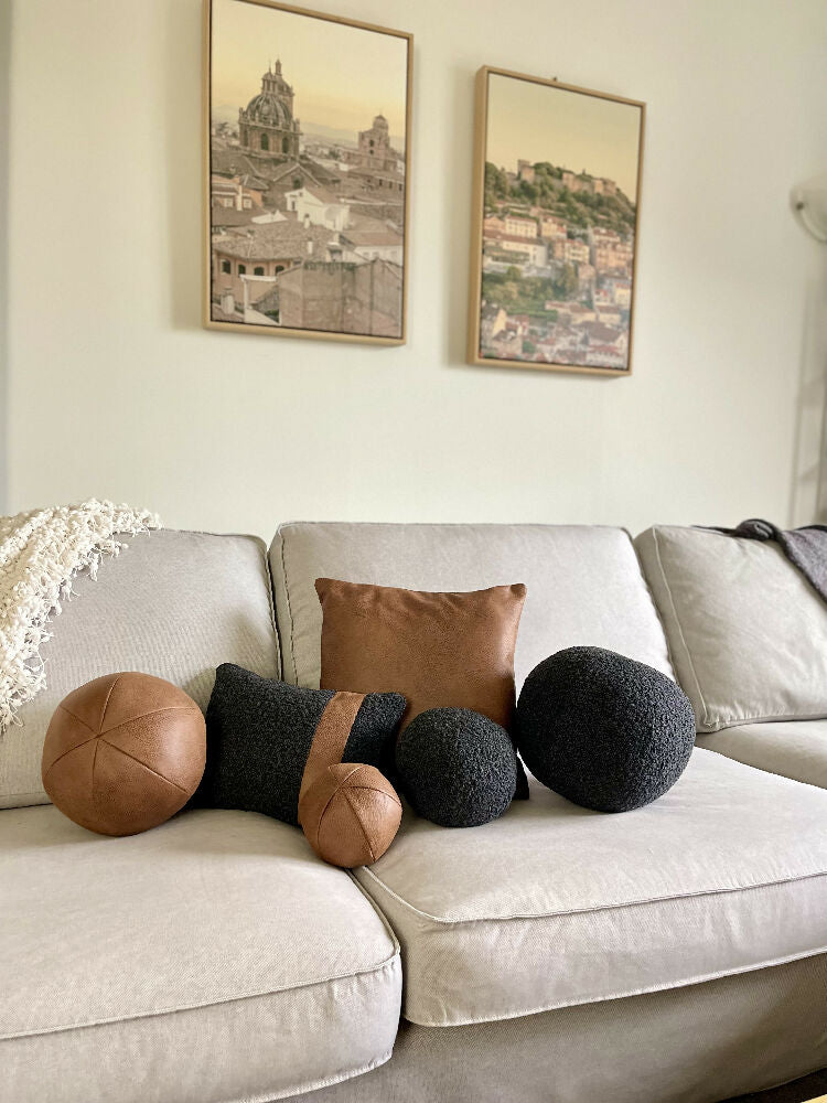 Faux Leather Sphere Cushions