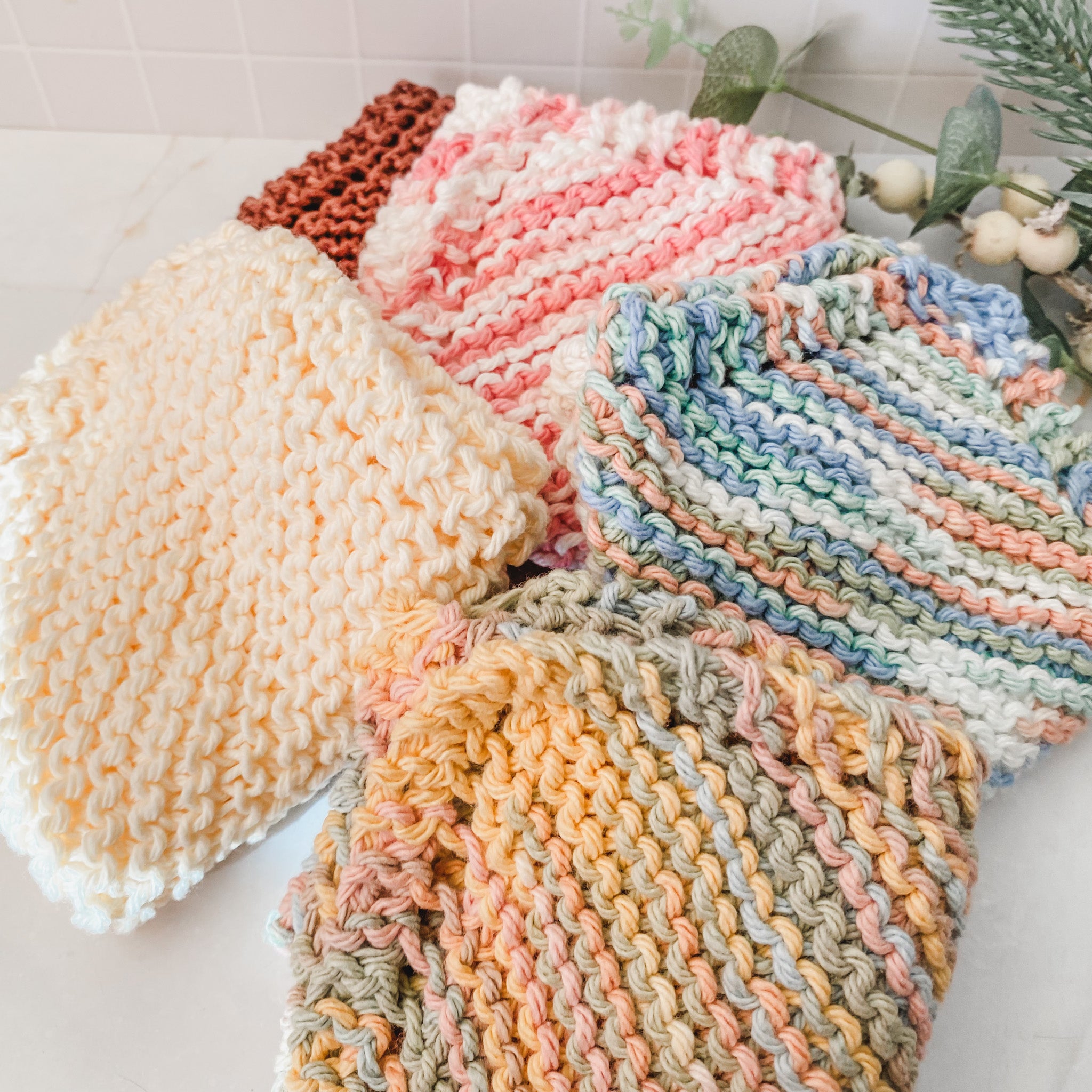 Handmade 100% Cotton Knitted Face or Dish Cloth