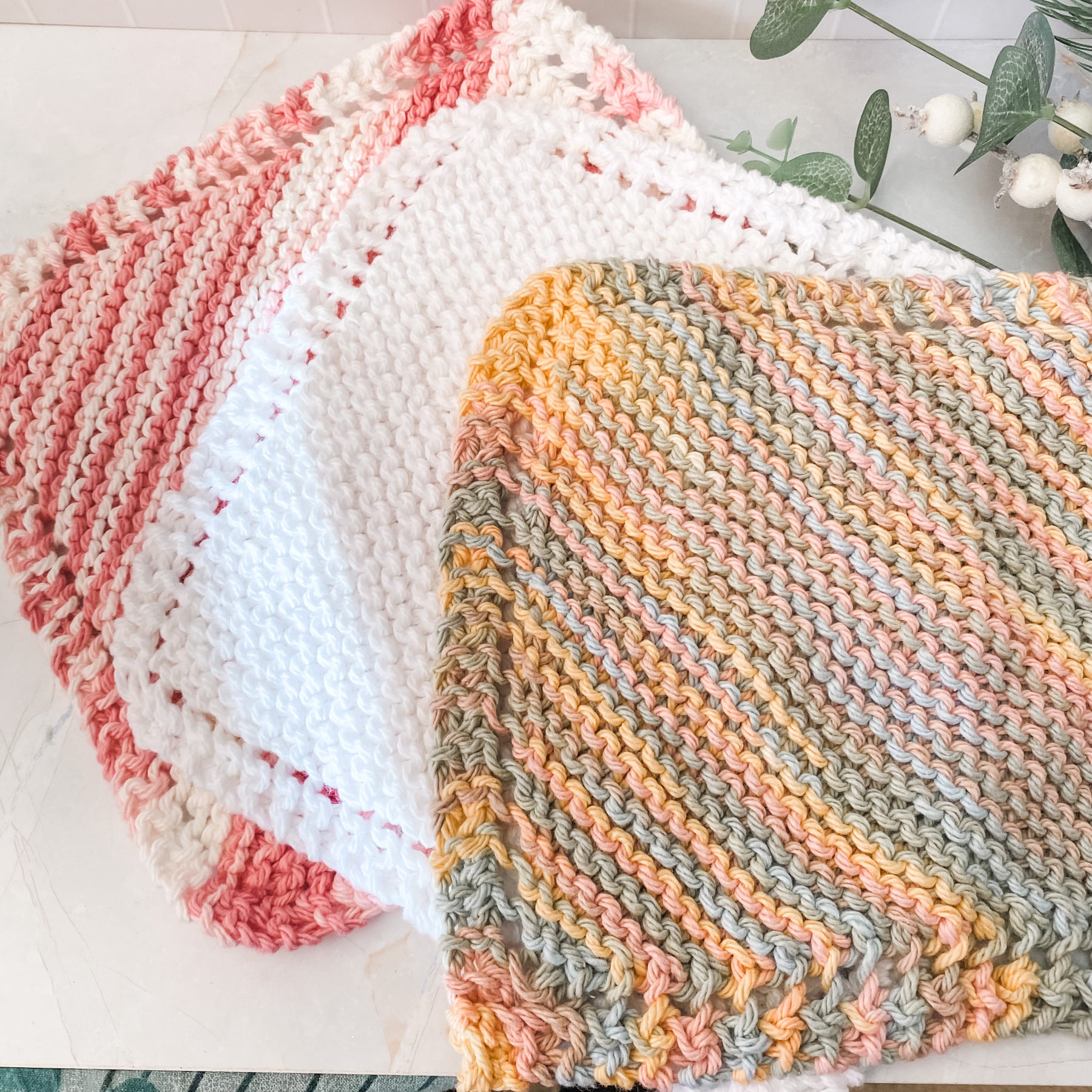 Handmade 100% Cotton Knitted Face or Dish Cloth