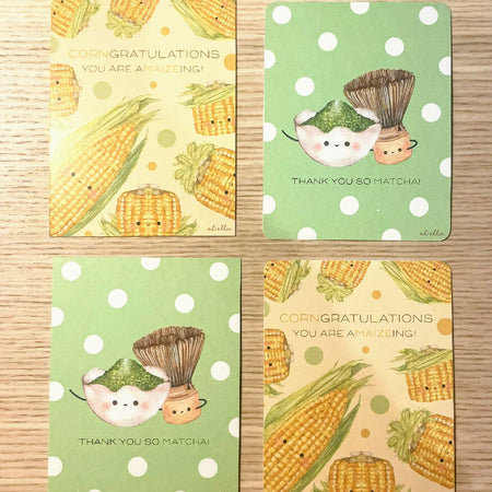 Set of 4 Mini Greeting Cards with Envelopes