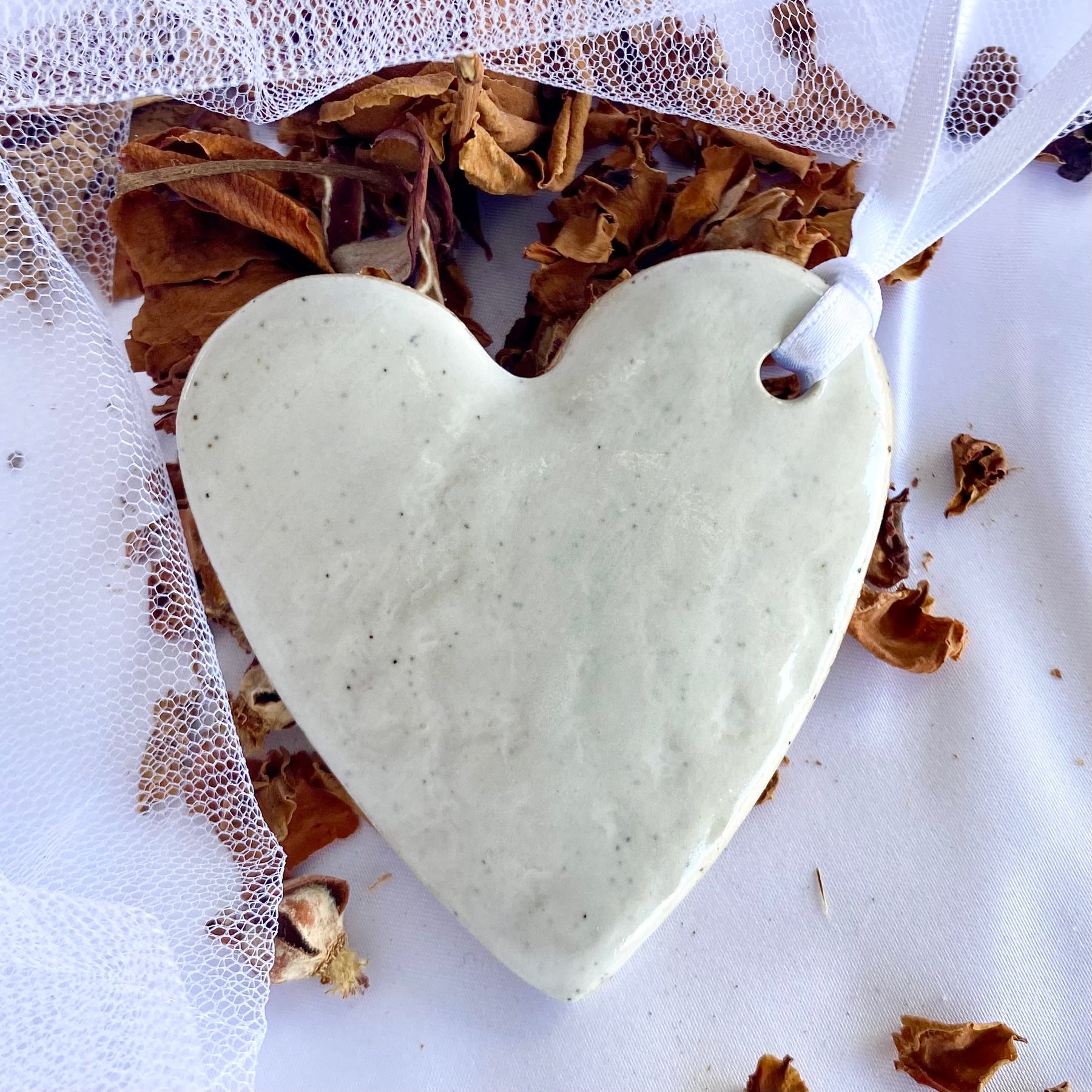 Wedding Keepsake | Hanging Heart | Personalised Bride Gift | Handmade Pottery