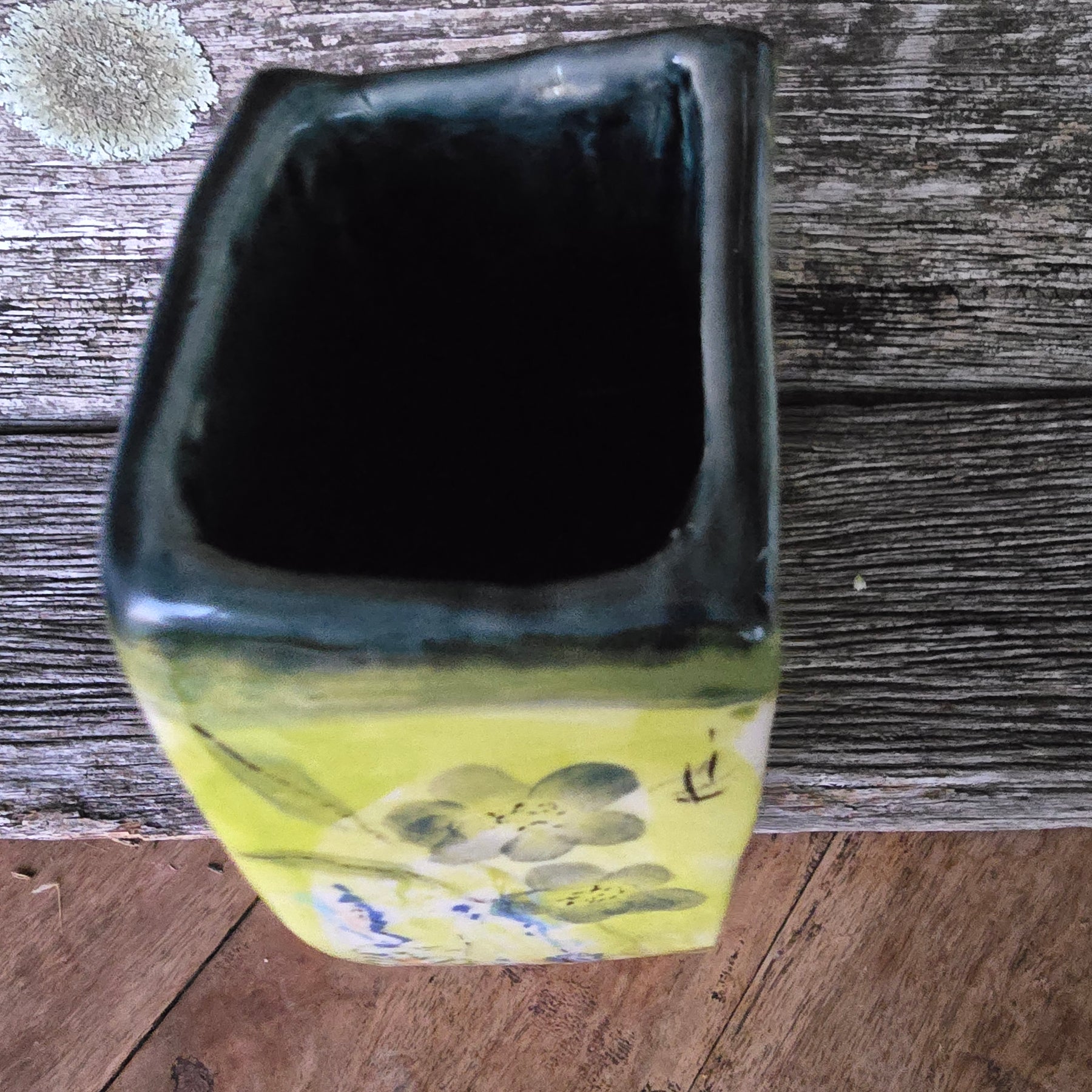 Whimsical hand painted and printed vase