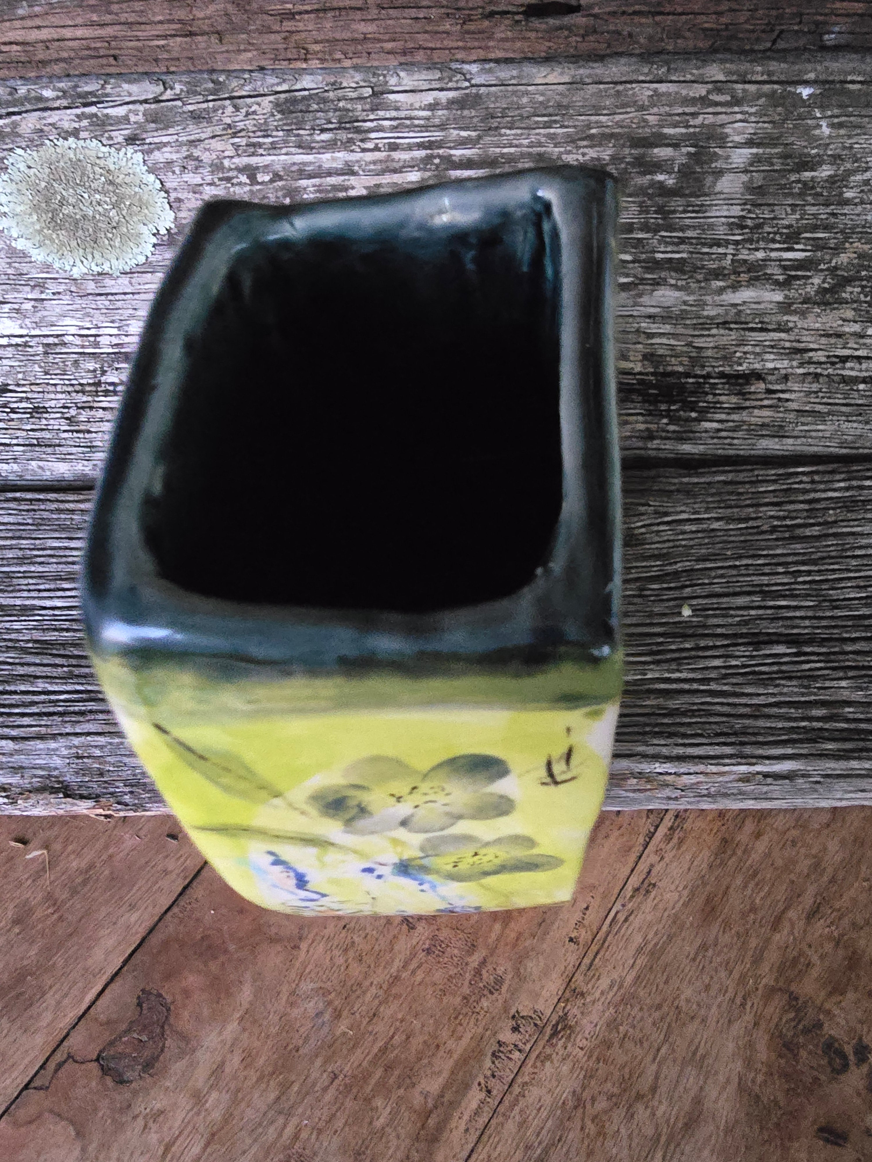Whimsical hand painted and printed vase