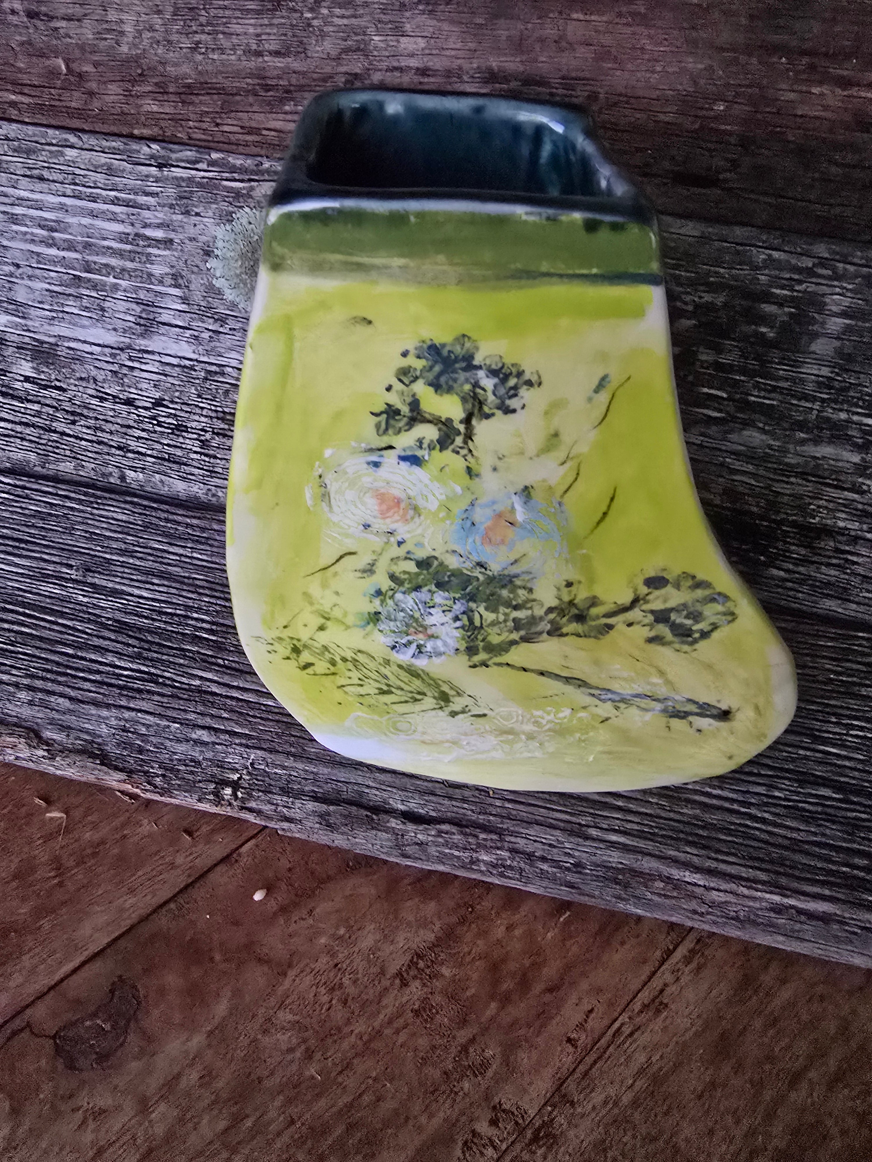 Whimsical hand painted and printed vase