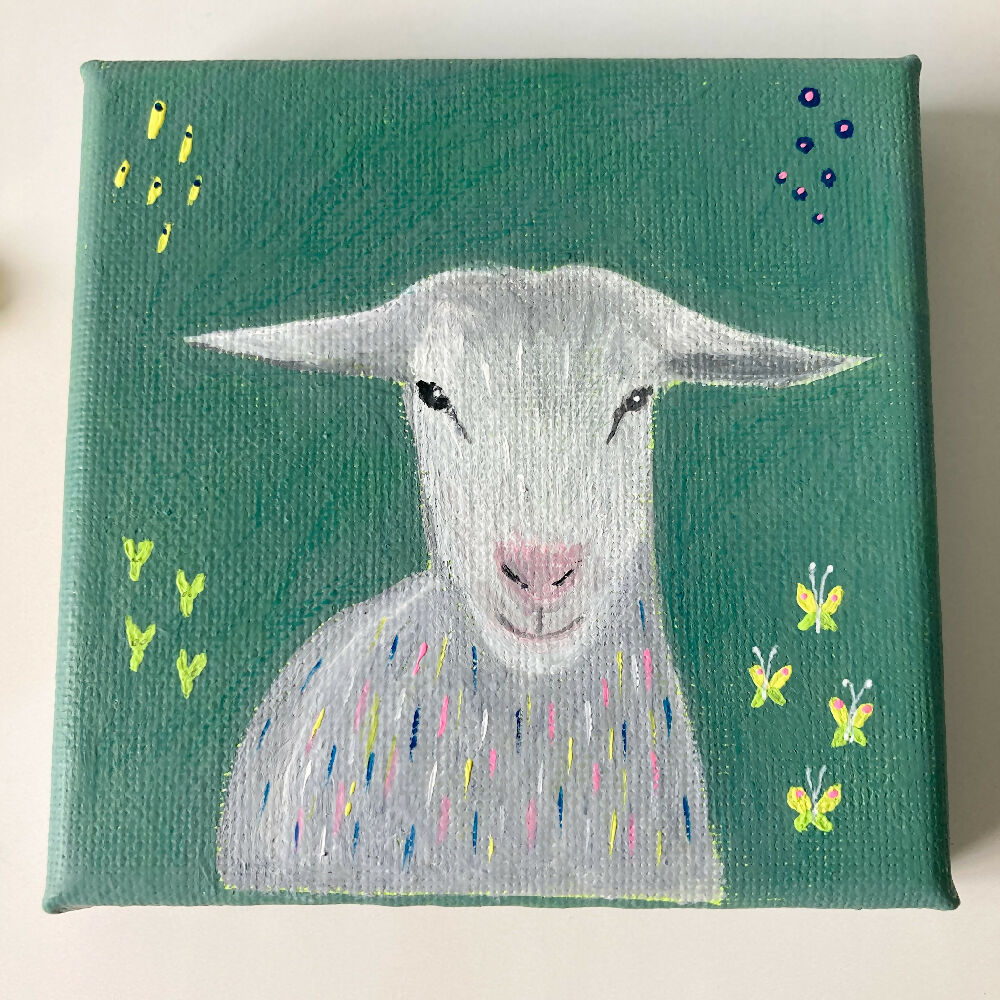 Original Mini Art Canvas featuring cute Goat