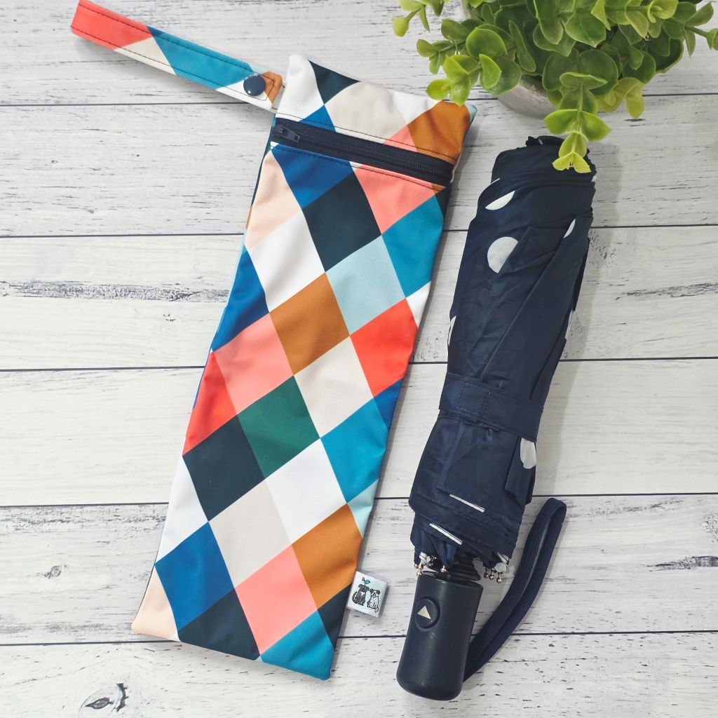 Umbrella Bag, Waterproof Reusable Zip Bag - Monochrome or Diamond