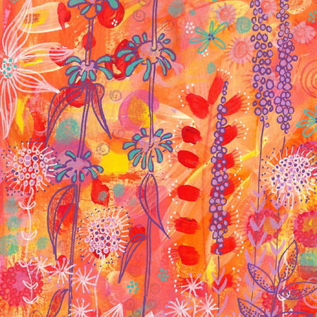 Original Hand Painted Art: Blooms in a Sunlit Garden