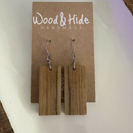 Earthy Grain Wood Dangle Earrings