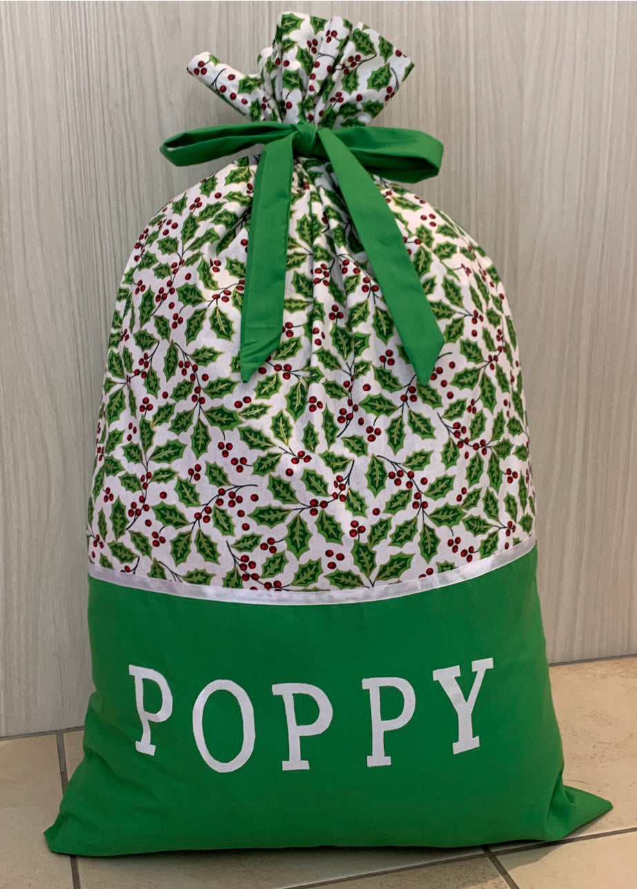Personalised Christmas Sack - Holly Print
