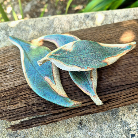 Eucalyptus Leaf Decoration - Ceramic Leaves - set of three