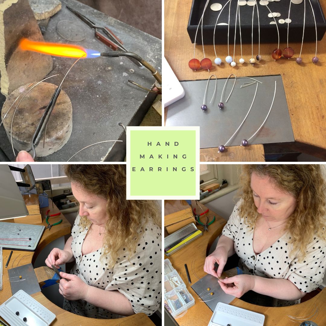 White fresh water pearls and sterling silver earrings