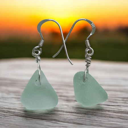 Sterling Silver and Seafoam Dangle Earrings