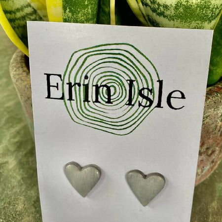 Fashionable silver puffy heart polymer clay earrings