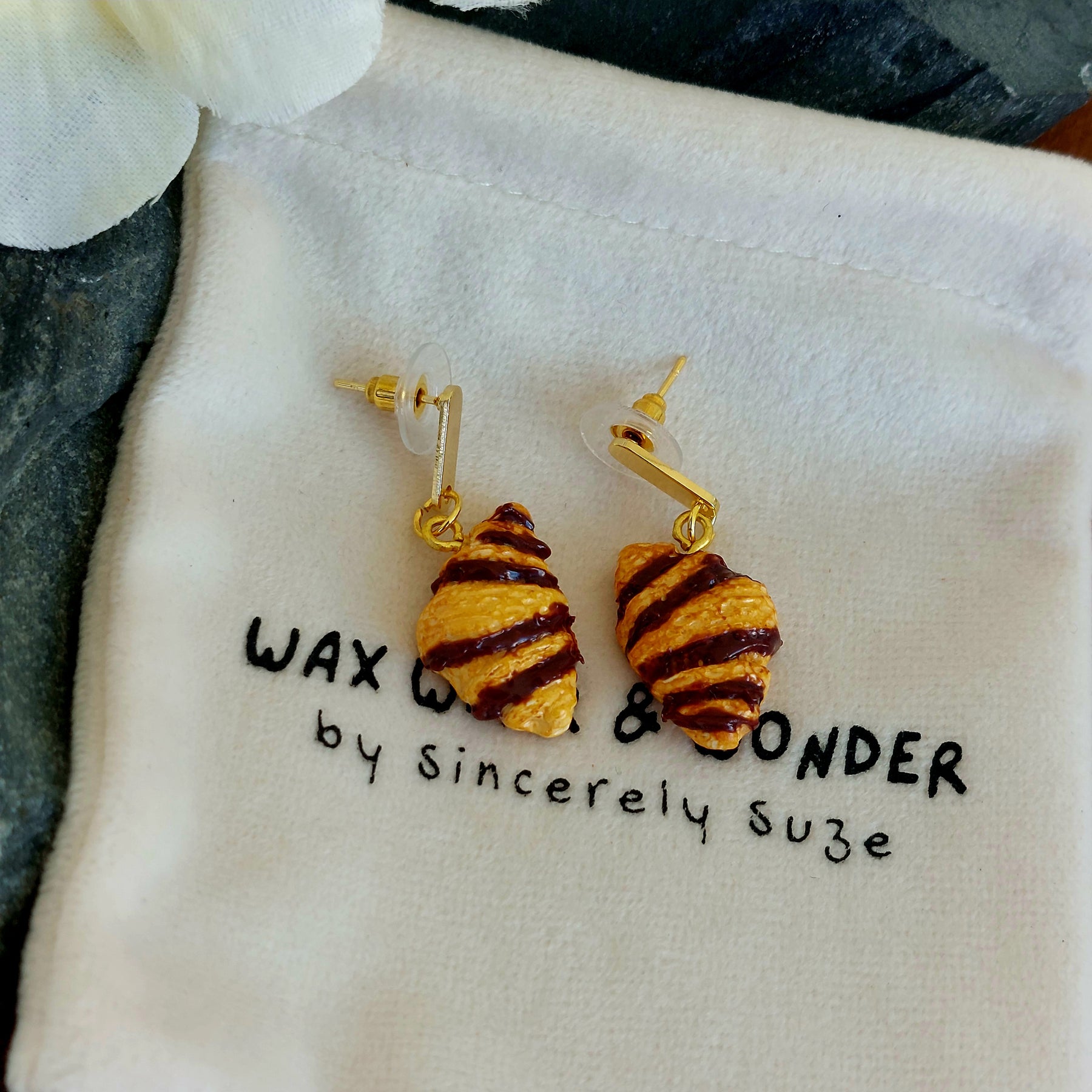 Chocolate Croissant Earrings | Food Inspired Statement Earrings