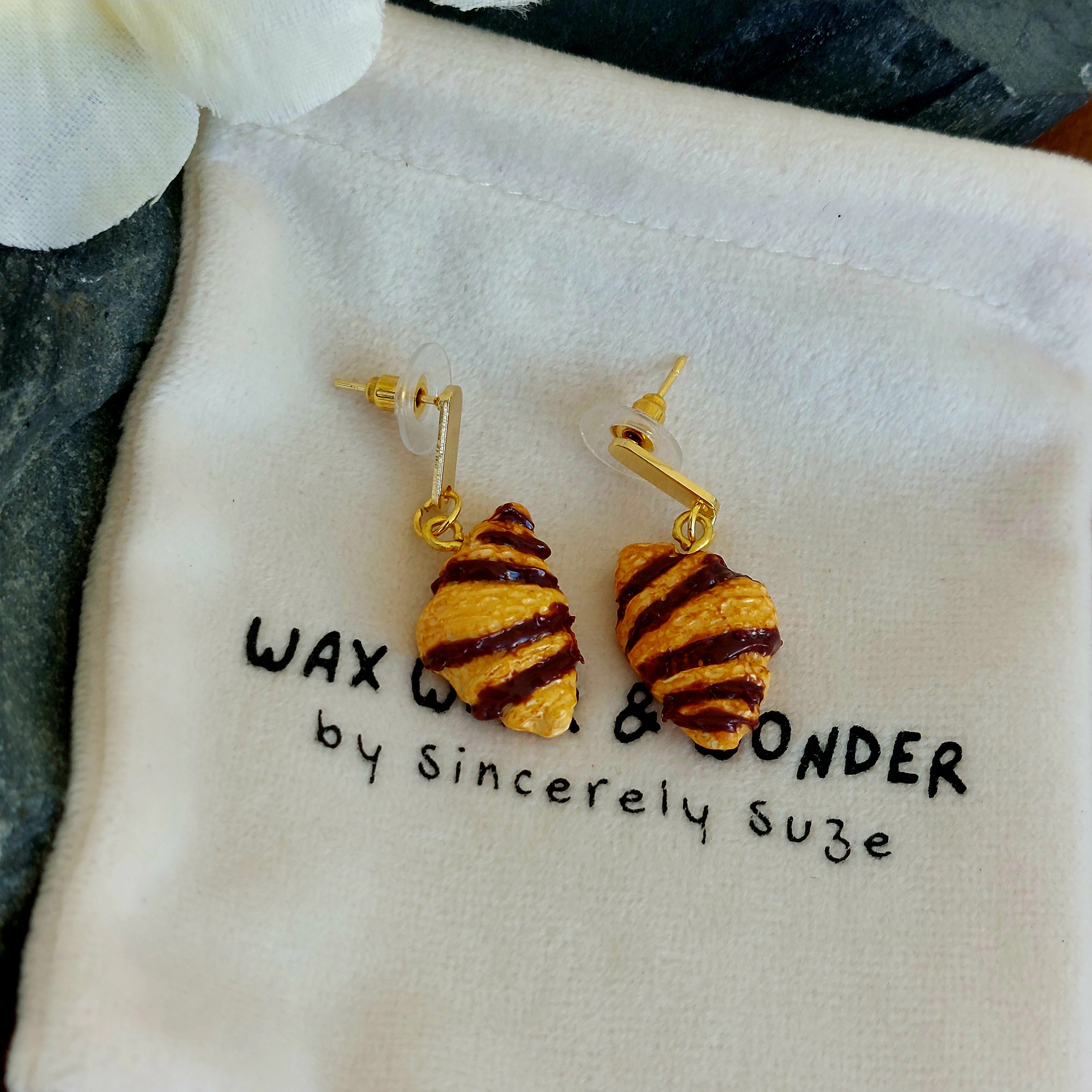 Chocolate Croissant Earrings | Food Inspired Statement Earrings