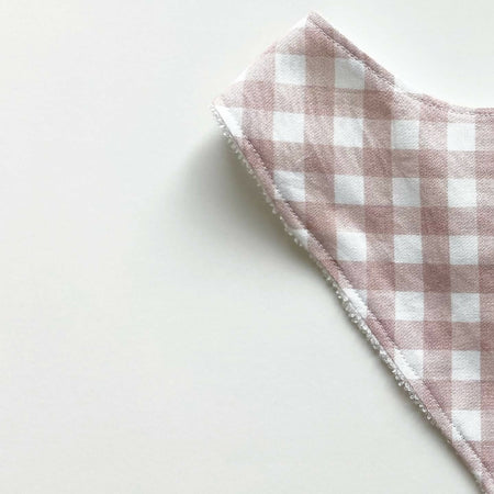 Dusty pink gingham bandana bib