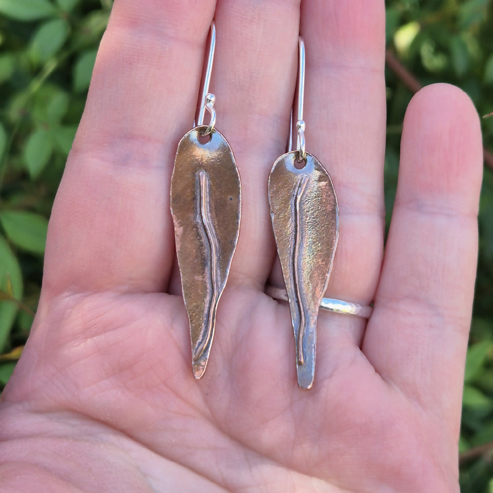 Copper Gum Leaves Dangle Earrings