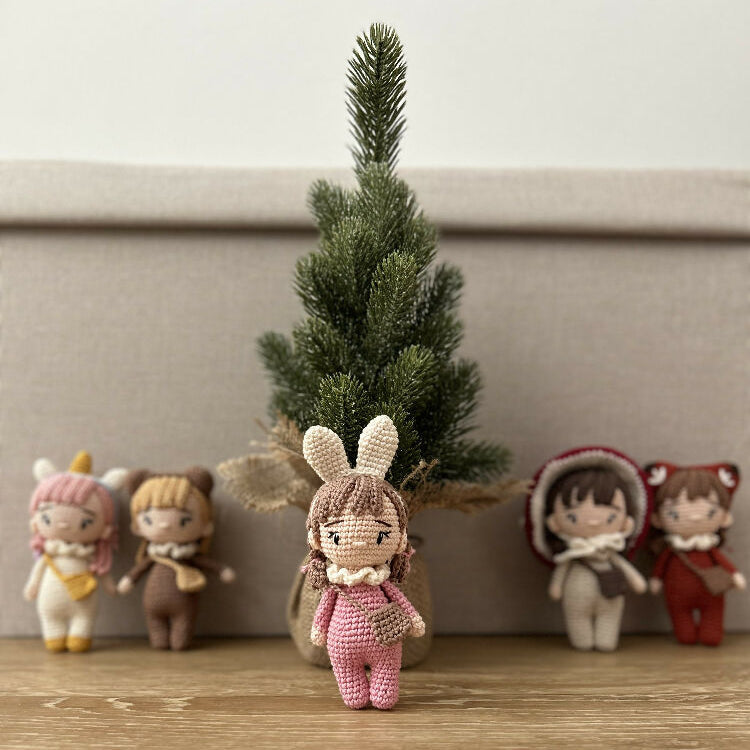 Made to Order | Forest Friend | Bunny | Mini | Crochet Baby Doll | 14cm