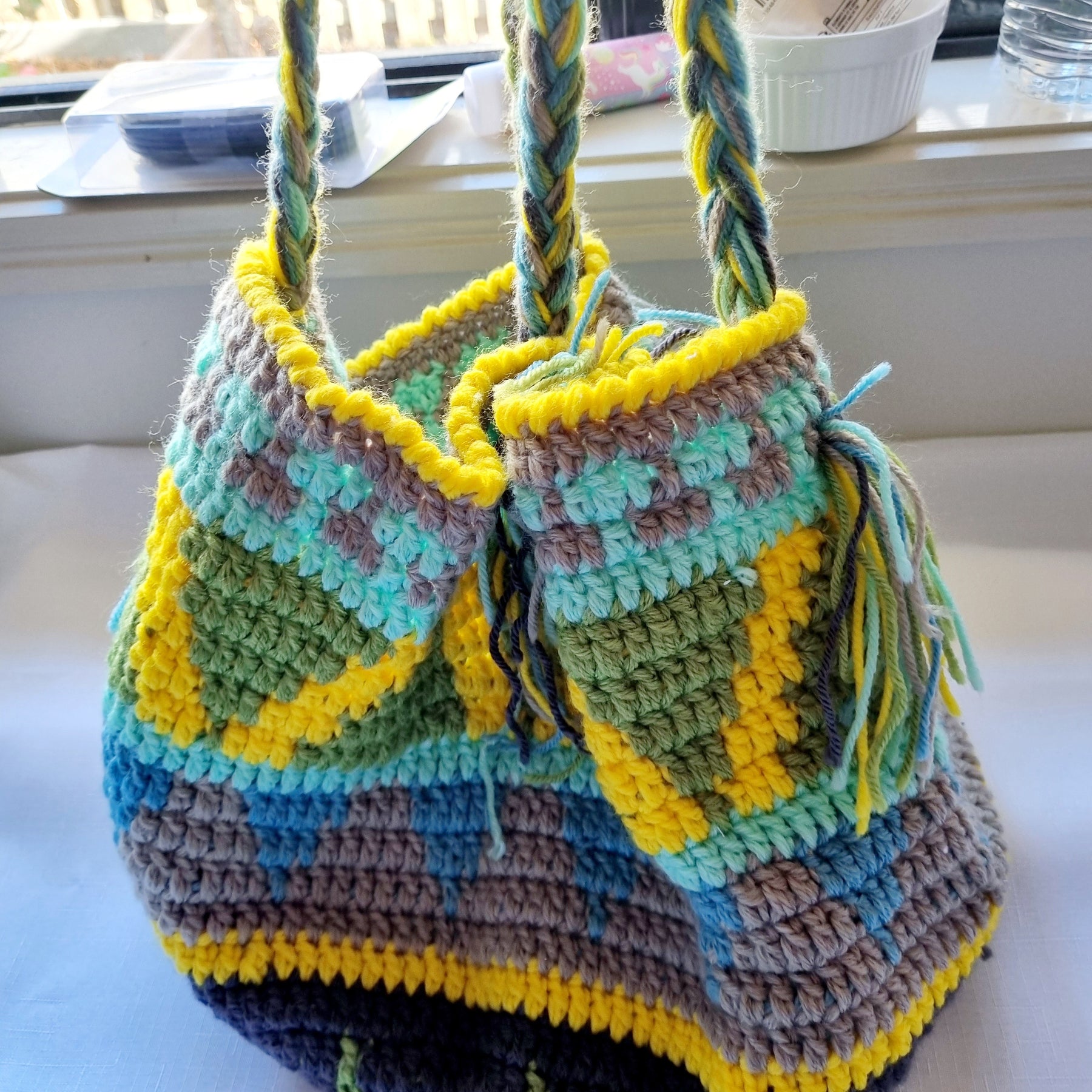 Market Bag, Handmade, Crochet, Acrylic Yarn - BB52