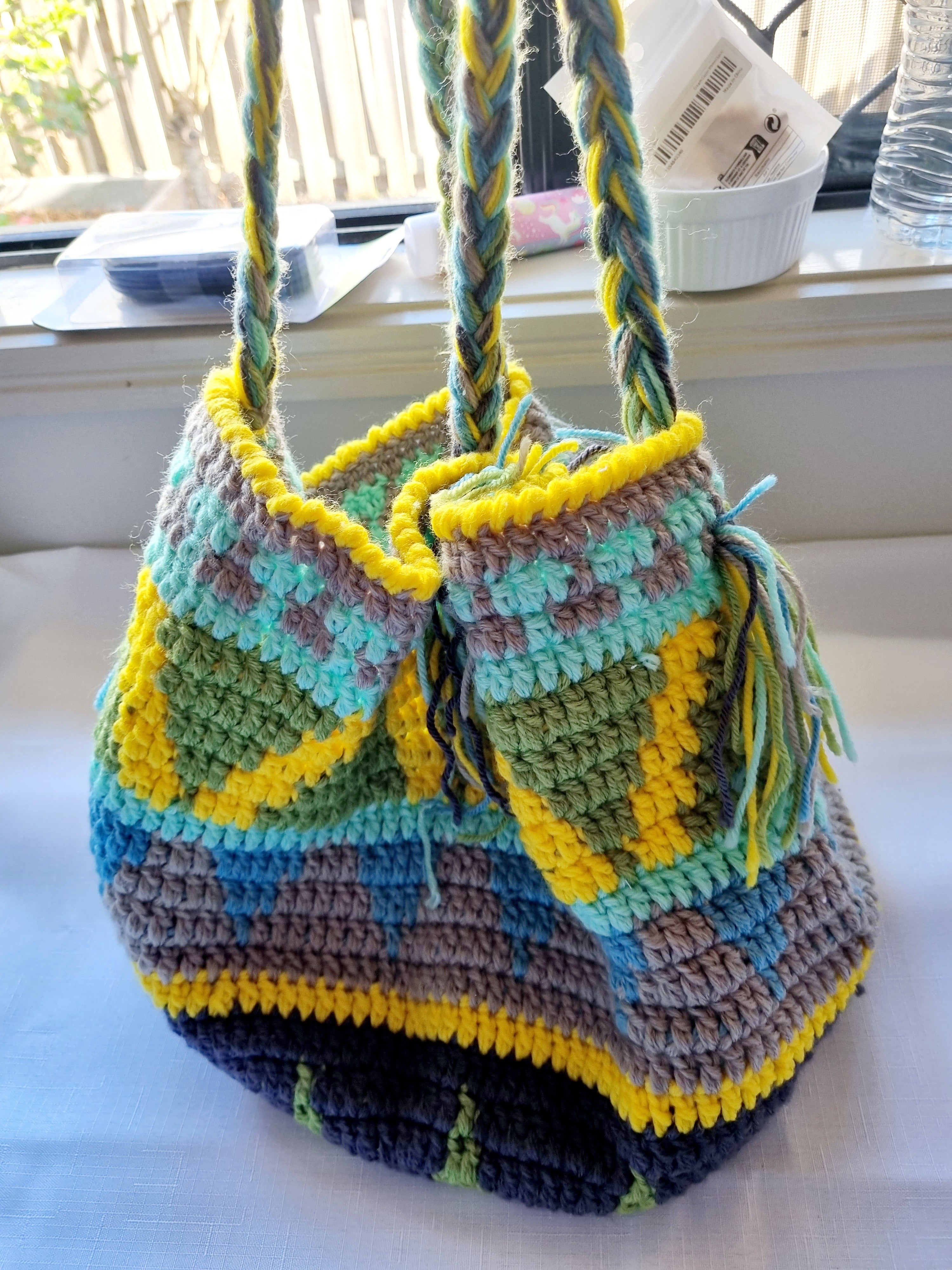 Market Bag, Handmade, Crochet, Acrylic Yarn - BB052