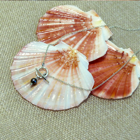 Black Akoya Pearl & Sterling Silver Toggle Necklace, Naturally Cultivated AAA Grade Pearl, Toggle necklace. Sterling Toggle and Bar clasp