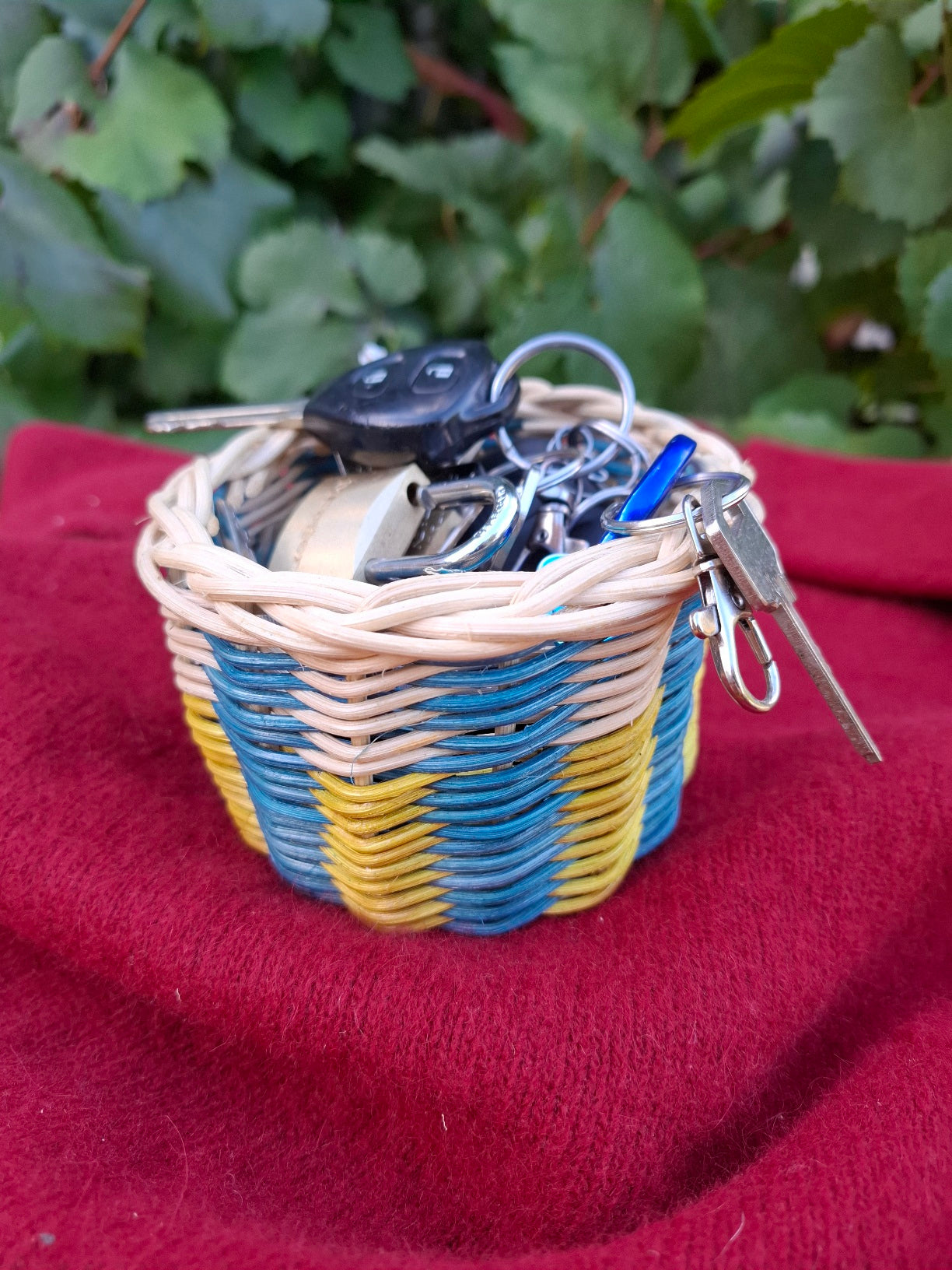 Small blue yellow basket