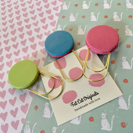 Page Pinchers: Set of 3 Polymer Clay Macarons