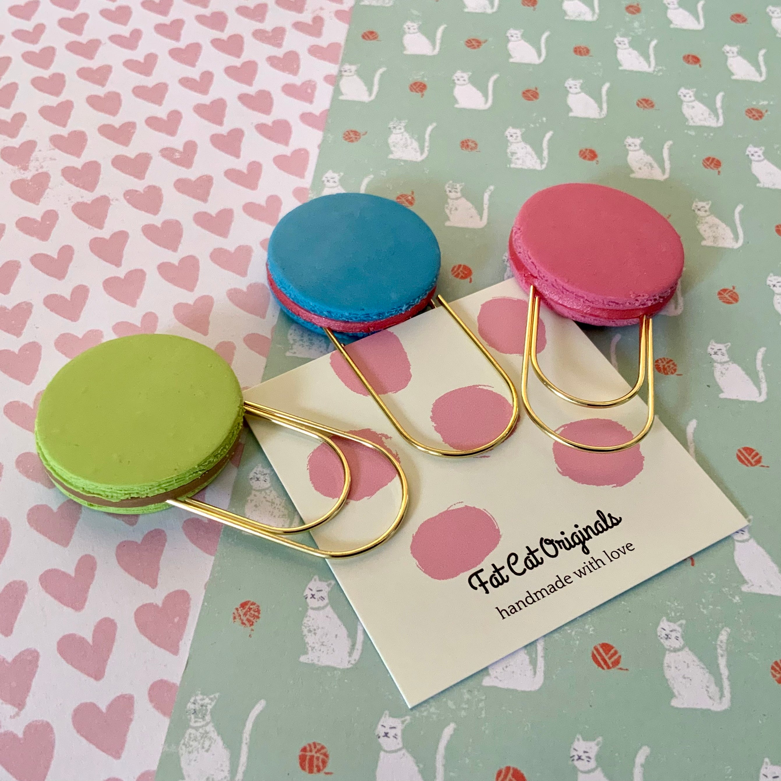 Page Pinchers: Set of 3 Polymer Clay Macarons