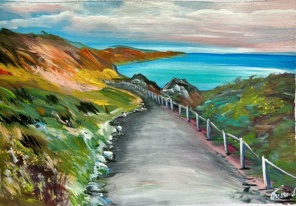 Great ocean road, original painting, signed, framed, ready to hang 40x50cm
