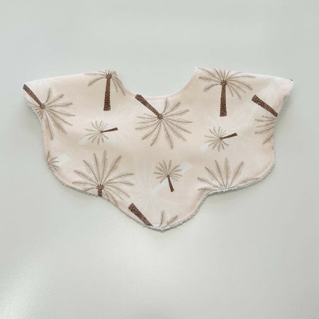 Pink palm tree scalloped bib