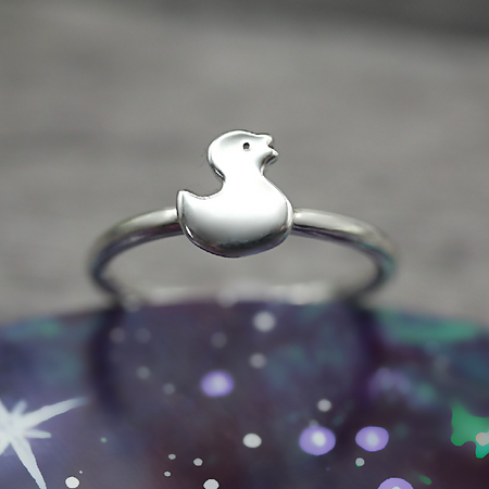 Ducky Ring - Handmade Sterling Silver Rubber Duck Ring