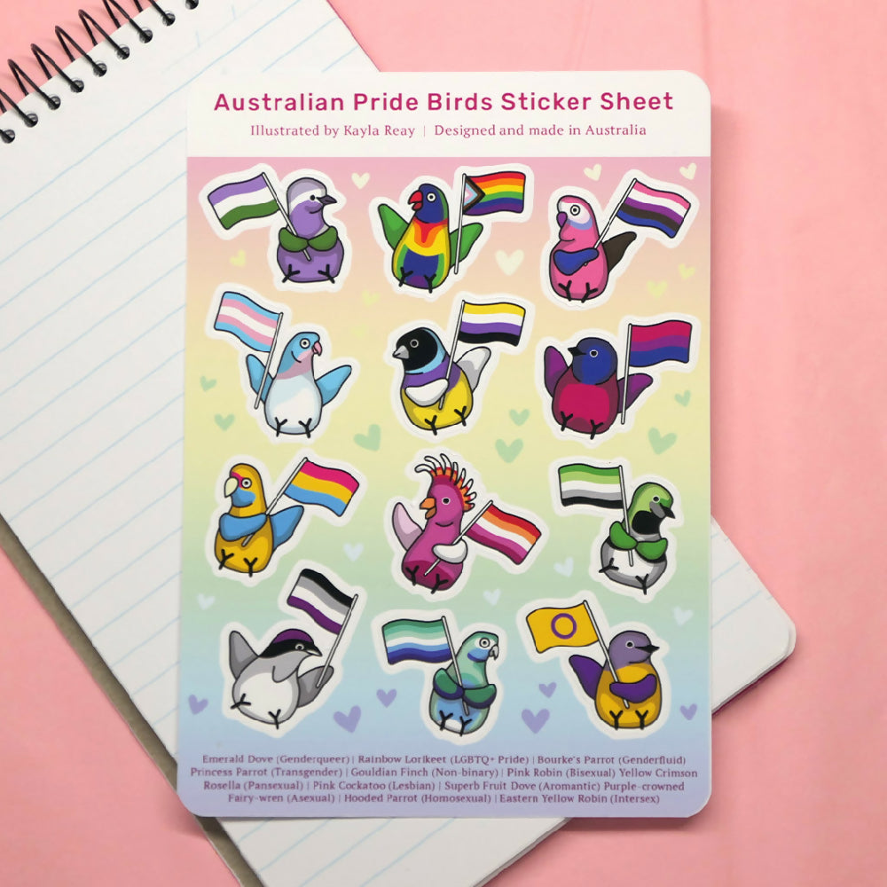 Australian Pride Birds Sticker Sheet