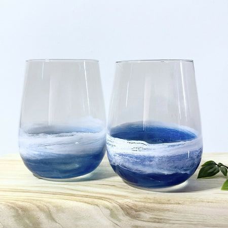 Ocean Inspired Stemless Wine Glasses