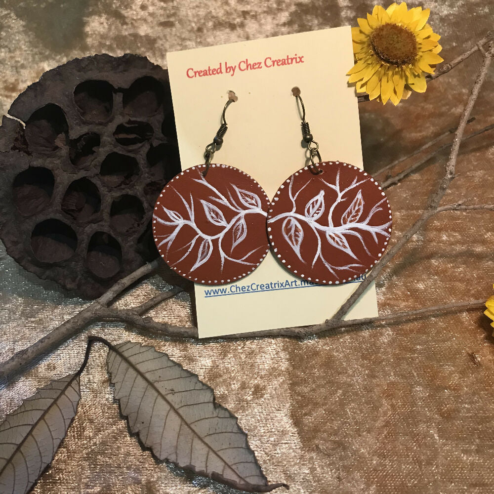 Earrings - Hand Painted Wood - Nature Inspired