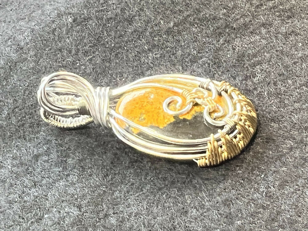 Wire-Wrapped Oval Bumblebee Jasper Pendant