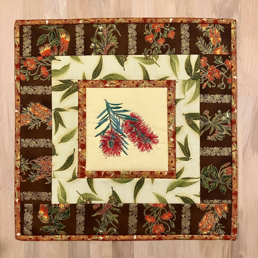 handmade Australian native quilted - bottlebrush