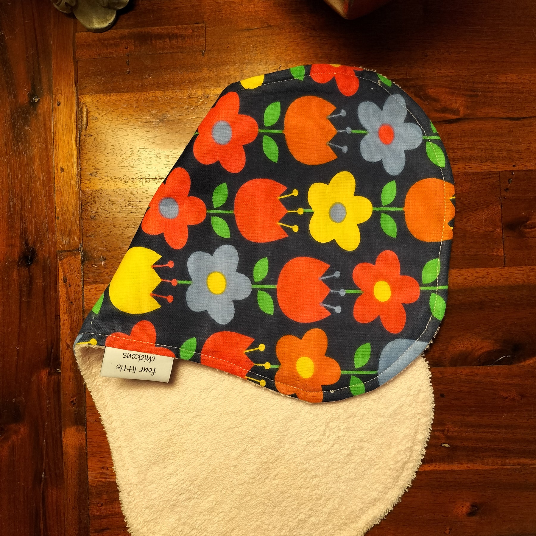 FLOWERS BURP CLOTH WITH BABY PINK TOWELLING