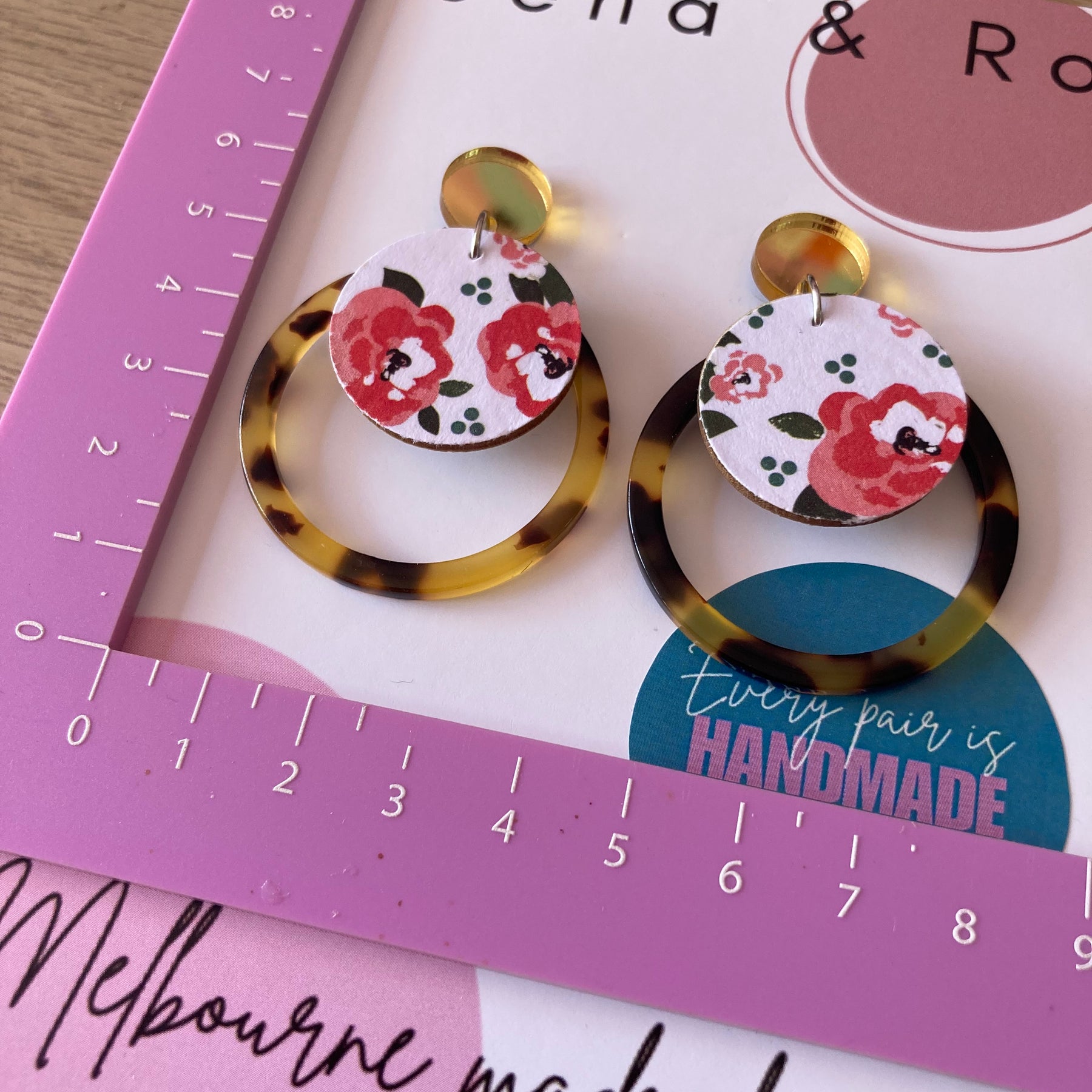 Tortoiseshell & floral mix earrings