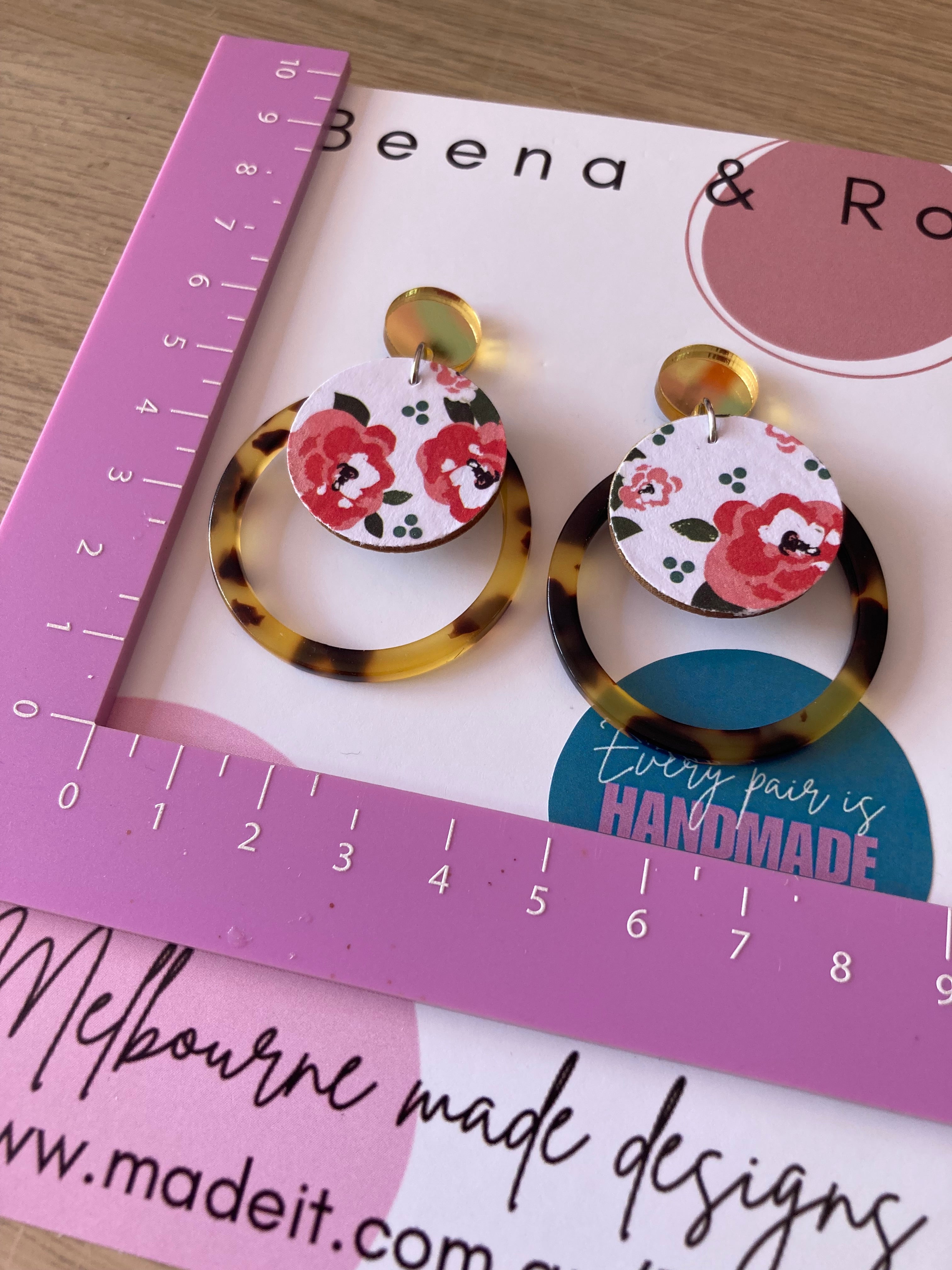 Tortoiseshell & floral mix earrings