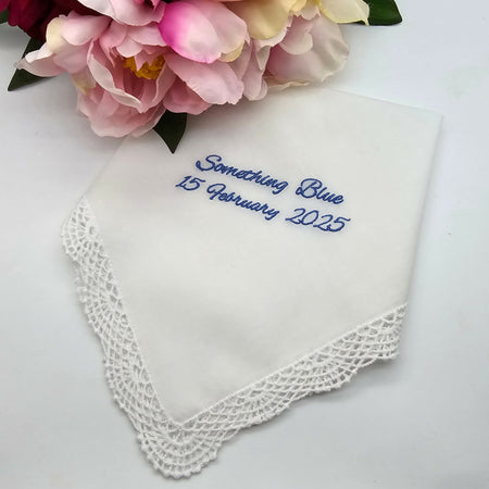 Something Blue Personalised Bride's Handkerchief Gift