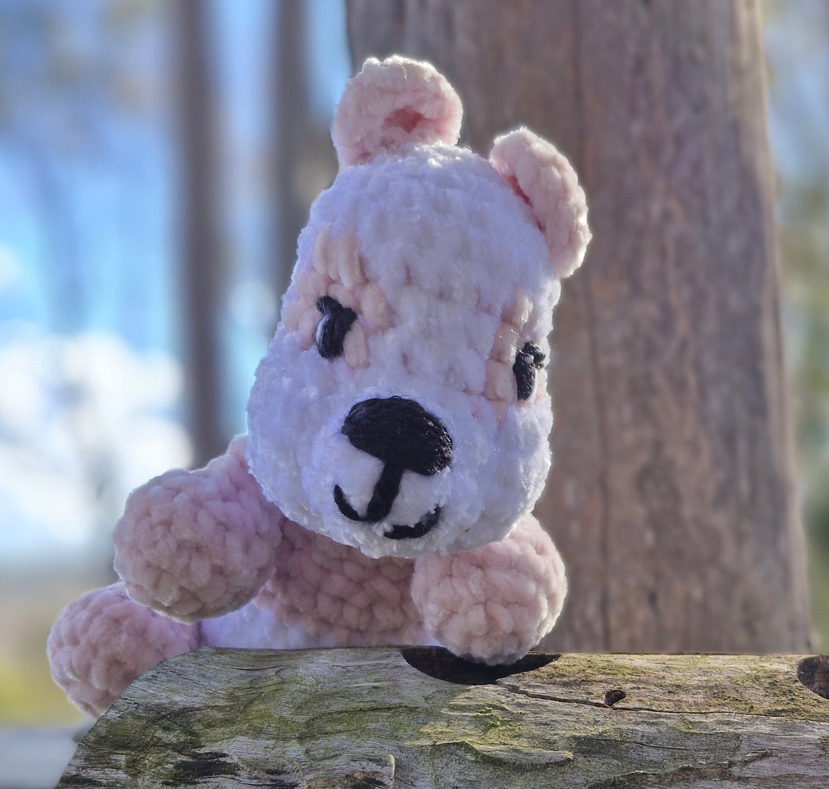 Handmade crochet Cutest little Sleepy Bear- Pink and White