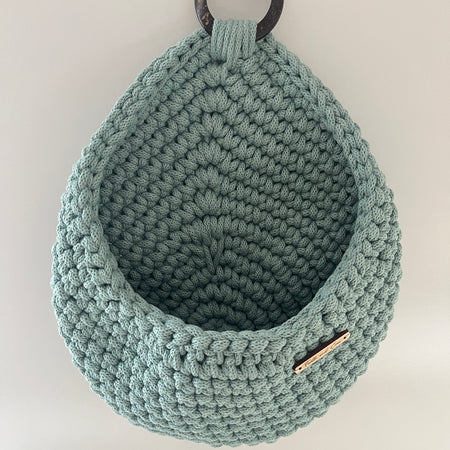 Crochet Hanging Basket - colour Duck Egg