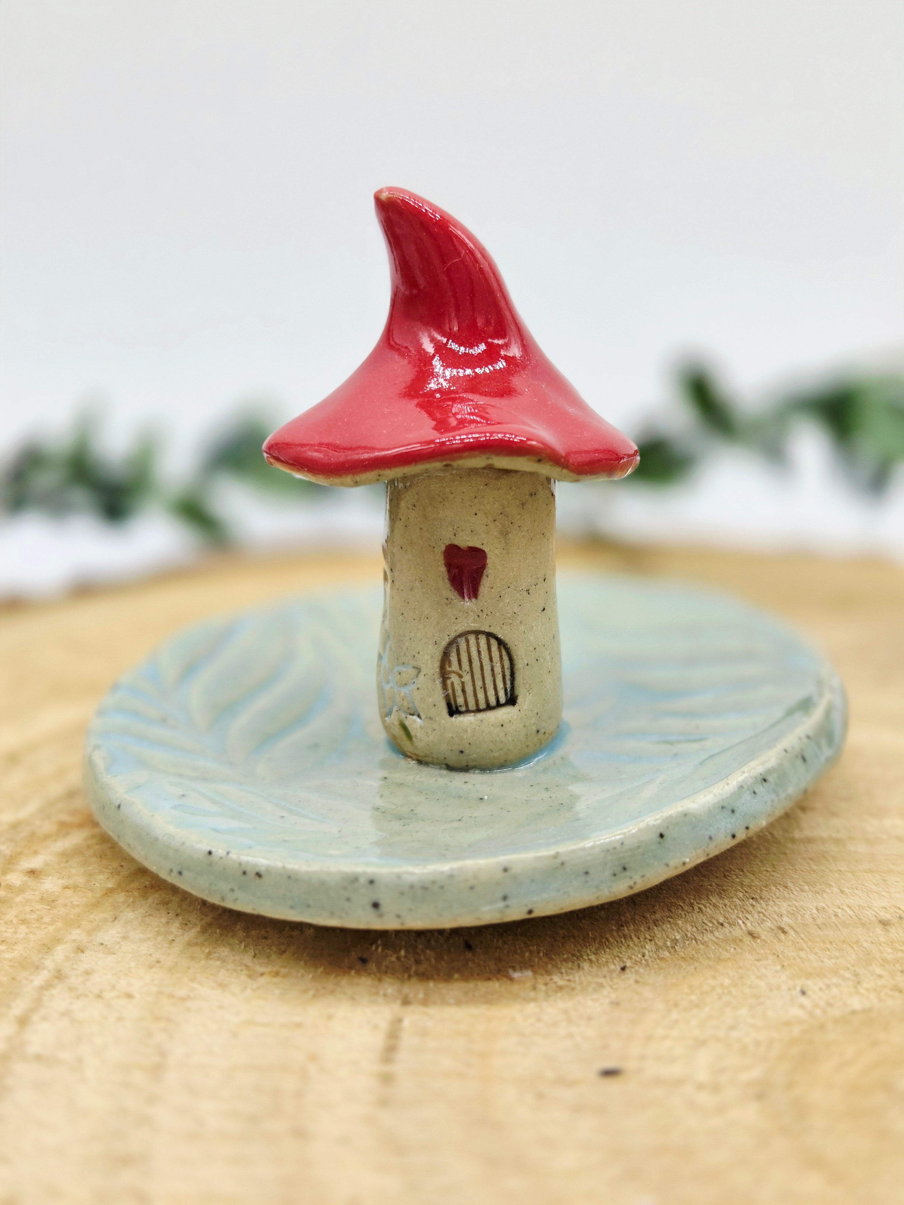 Toadstool Ring Dish Turquoise and Red